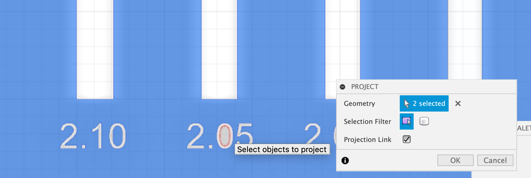 projection tool specified entities